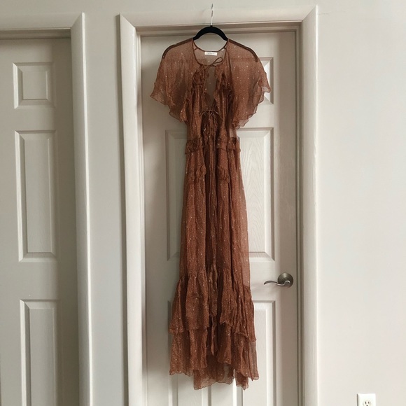 ✨SOLD✨ DÔEN antoinette silk dress warm autumnal tamarillo paisley S - Picture 13 of 16